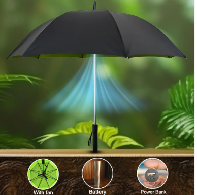 Sun Umbrella with Inside Fan & Power Bank
